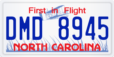 NC license plate DMD8945