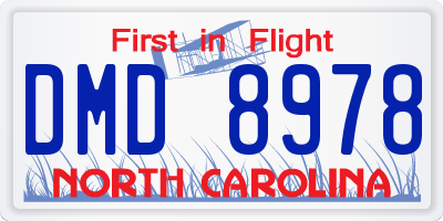 NC license plate DMD8978