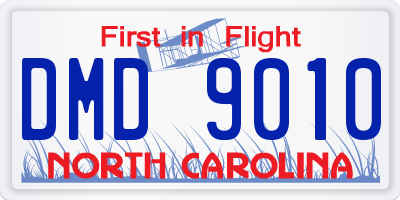 NC license plate DMD9010