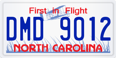 NC license plate DMD9012