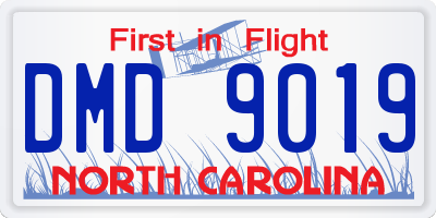 NC license plate DMD9019