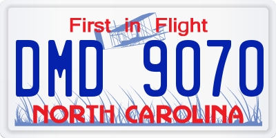 NC license plate DMD9070