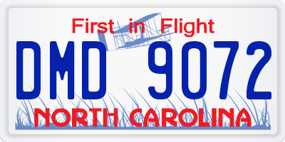 NC license plate DMD9072