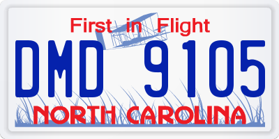 NC license plate DMD9105