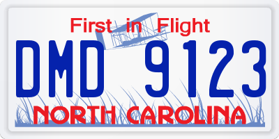 NC license plate DMD9123