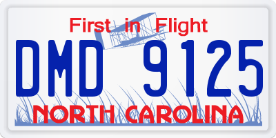 NC license plate DMD9125