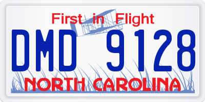 NC license plate DMD9128