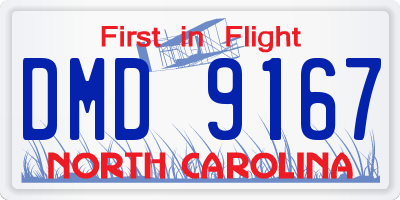 NC license plate DMD9167