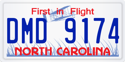 NC license plate DMD9174