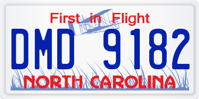 NC license plate DMD9182