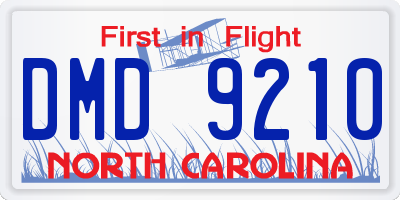 NC license plate DMD9210