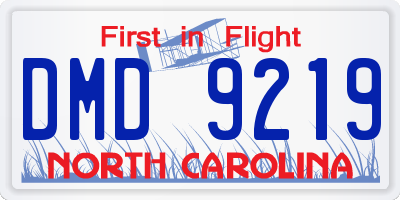 NC license plate DMD9219