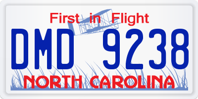 NC license plate DMD9238