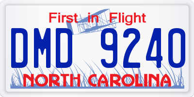 NC license plate DMD9240