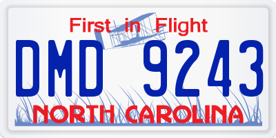 NC license plate DMD9243