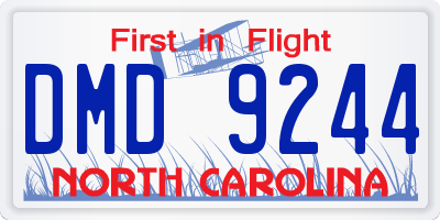 NC license plate DMD9244