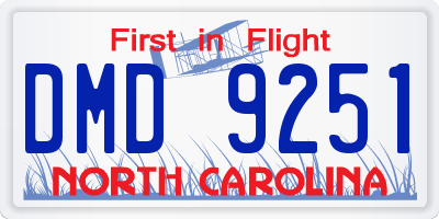 NC license plate DMD9251