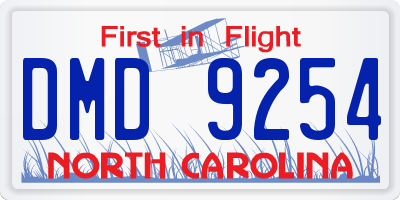 NC license plate DMD9254