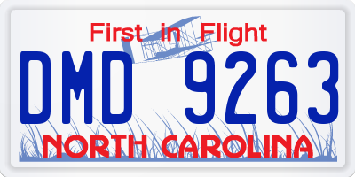 NC license plate DMD9263