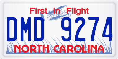 NC license plate DMD9274