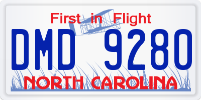 NC license plate DMD9280