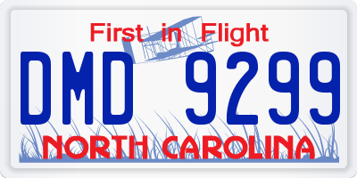 NC license plate DMD9299
