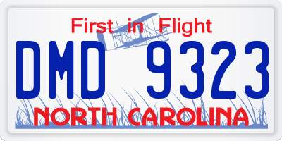 NC license plate DMD9323