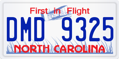 NC license plate DMD9325