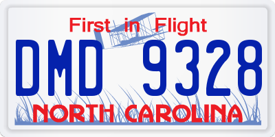 NC license plate DMD9328