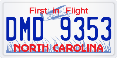 NC license plate DMD9353