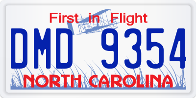 NC license plate DMD9354