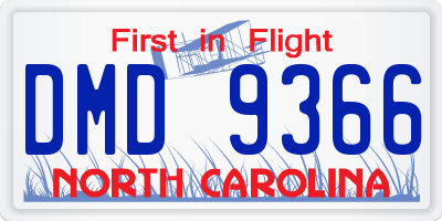 NC license plate DMD9366