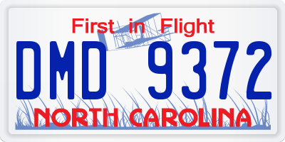 NC license plate DMD9372