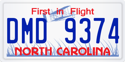 NC license plate DMD9374