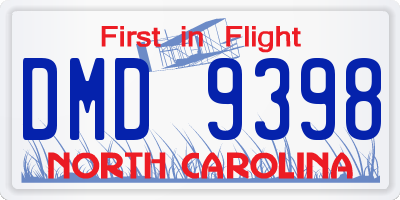 NC license plate DMD9398
