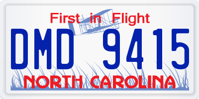 NC license plate DMD9415
