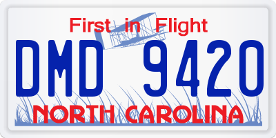 NC license plate DMD9420