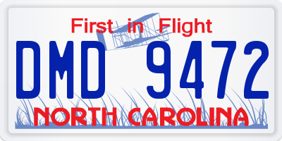 NC license plate DMD9472