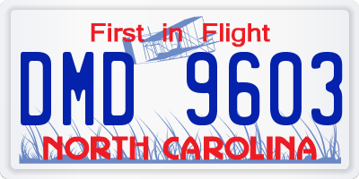 NC license plate DMD9603