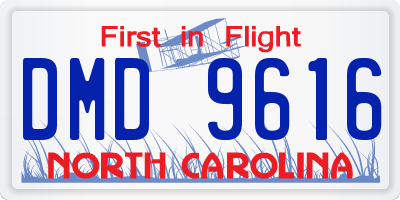 NC license plate DMD9616