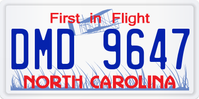 NC license plate DMD9647