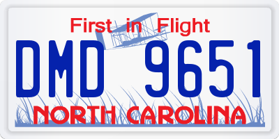NC license plate DMD9651