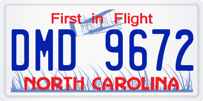 NC license plate DMD9672