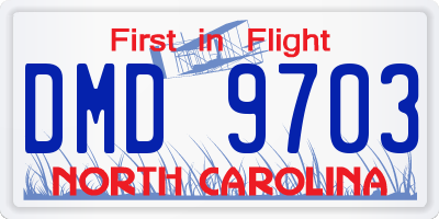 NC license plate DMD9703