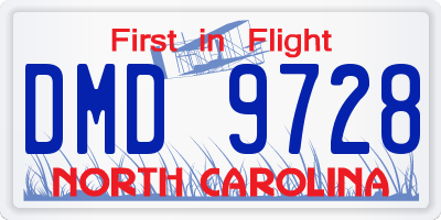 NC license plate DMD9728