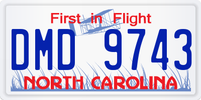 NC license plate DMD9743