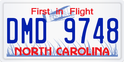 NC license plate DMD9748