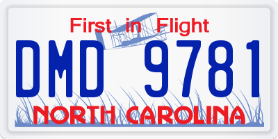 NC license plate DMD9781