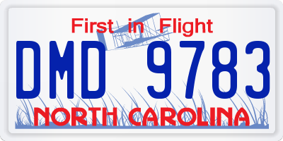 NC license plate DMD9783