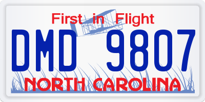 NC license plate DMD9807